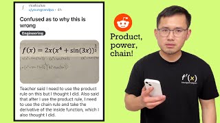 Confused as to why this is wrong. Derivative product & chain rule. Reddit r/calculus