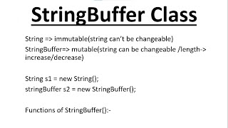 Intoduction of StringBuffer In Java | StringBuffer Methods | setCharAt | append | Insert | setLength