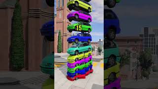 Rainbow Color Vans and Buses Fall Crash - BeamNG.drive #youtubeshorts