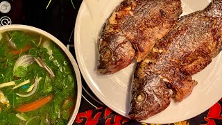 How To Make Satisfying Soup P1 | Moringa Alugbati Soup▪️Fried Fish Tilapia