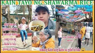 kain muna kami sa Rizal Park ni lola ng shawarmaRice at taposnag swing c princess sa children's park