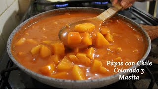 Papas con Chile Colorado y Masita | Cocinando al día👩‍🍳