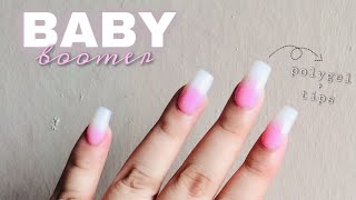 OMBRE NAILS USING POLYGEL ON NAIL TIPS