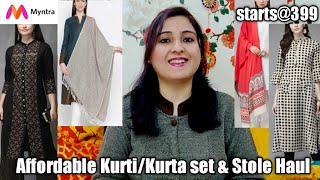 Myntra Winter Wear Haul❤️Affordable Kurti / Kurta set / Stole Haul ❤️Starts@399❤️Styling with Tripti