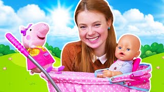 Baby Born Video auf Deutsch. Wir gehen mit dem Baby spazieren. Puppen Kindergarten mit Irene