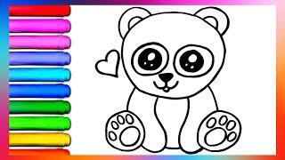 how to draw a panda | drawing a cute rainbow panda 🐼🌈✨ | drawing for kids