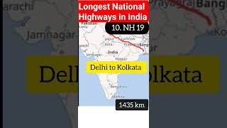 Top 10 longest National Highways in India #upsc #shorts