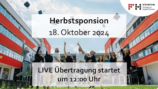 FH Kärnten Herbstsponsion 2024, CUAS graduation ceremony 2024, 12:00 (CEST)