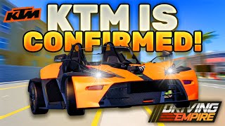 *KTM* Is *CONFIRMED* Coming In Driving Empire! (Roblox)