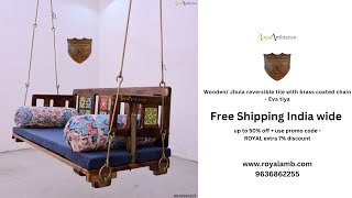 Wooden/ Jhula reversible tile with brass coated chain - Eva tiya | Royal Ambience