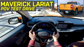 2022 FORD MAVERICK LARIAT AWD - POV Test Drive in Canada - 4K