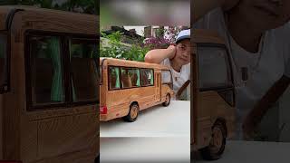 #woodcarving #woodworking Toyota Coaster bus #diy #car