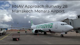 RNAV approach and landing on runway 28, Marrakech Menara Airport (RAK GMMX). 4K