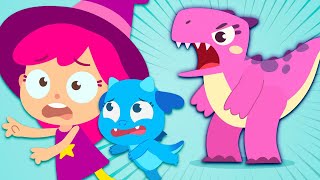 PLUM helps SCARY DINOSAUR get a new HOME! Quick, he’s destroying the city! - Magic Stories for Kids