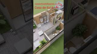 Plano de Casa de 6x14 Metros con 4 RECAMARAS  #fachadamoderna #casas #casaideas