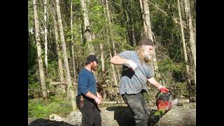 Cutting out a Pinched Chainsaw