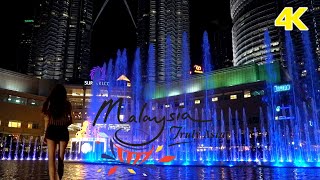 KLCC Lake Symphony Water Fountain Light and Sound Show at Suria KLCC, Kuala Lumpur, Malaysia [4K]