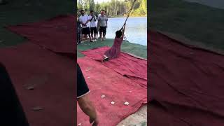 🍋#3423🧚‍♀️This is a fun game 🧚🧚‍♀️🧚‍♂️Rope swing #watersports #challenge #wate#swing r#shorts