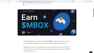 MOBOX Quiz Answers Earn Free MBOX Token MOBOX Airdrop Coinmarketcap || How to create BSC wallet