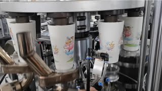 16oz Double PE Coated Milk Tea Cup Making Machine With Water Cooling System For Taiwan Customer