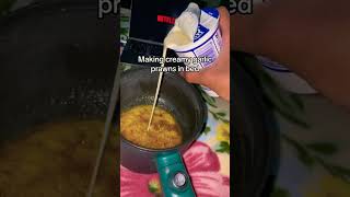 How to make shrimp chicken while in bed #food