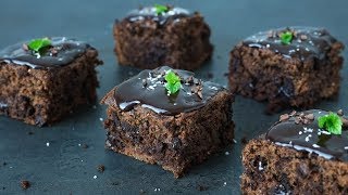 VEGAN CAROB BROWNIES| With a creamy chocolate glaze recipe!