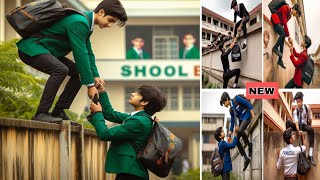 Create School Se Bhagte huye Friends ke Sath Ai Photo Editing | Bing Ai imege  | 4K Video Editing