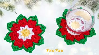 Crochet Christmas Flower Coaster I Crochet Poinsettia Doily I Crochet Christmas Decorations