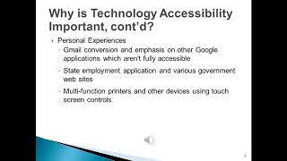 2018-08-01 Webinar: Technology Accessibility