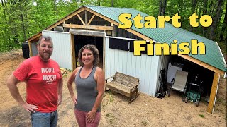 Building a 20x40 Pole Barn with  Lean-Tos: Full Project