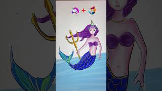 🦄+🧜‍♀️=? I Unicorn Mermaid Drawing | Emoji Art #emoji #unicorn #mermaid #drawing