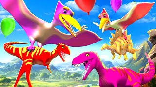 Super Dinosaurs Flying Adventure with Balloons - Pterosaurs Heroic Rescue | Jurassic World Dinosaurs