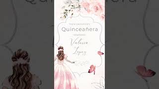 Quinceanera invitation pink with princess. Quinceanera video invite. Video invitation.