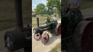 7 year old driving a 3/8 scale Case Steam Engine