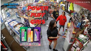 POWERPUFF GIRLS | TAKING SMOKE BARS | CAUGHT ON CAMERA | FUNNY FAILS | GAS STATION FUNNY STUFF