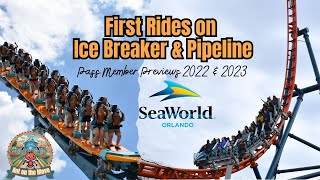 First Rides on Ice Breaker and Pipeline Annual Passholder Previews - SeaWorld Orlando