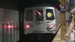 BMT 4th Ave Line: R46 Q & W Trains R160A-2 R Train & R160B Q Train at 36th St (PM Rush Hour)