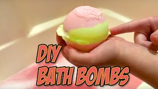 We make DIY Bath bombs and they fizz like crazy in the tub! ASMR surprises inside!