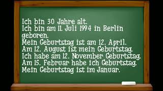 Как сказать на немецком языке о своём возрасте и дате рождения (перевод в описании)