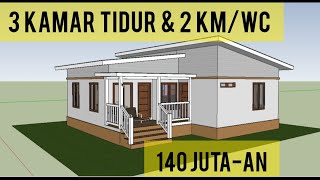 Desain Rumah 9x10 Meter 3 Kamar Tidur 2 Kamar Mandi