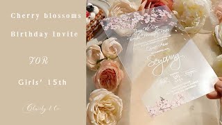 46. Cherry blossoms floral acrylic birthday invitations for girls' 15th