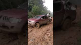 Mitsubishi Triton Stuck In Mud   4x4 Pickup Truck In Mud Route #offroad #triton #tritonoffroad