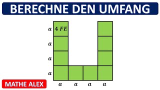 Berechne den Umfang der grünen Fläche | Seitenlänge aus Flächeninhalt | Umfang Quadrat | Mathe Alex