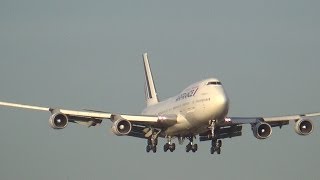 Two Air France Boeing 747-400 landing in Paris CDG