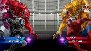 Spider-Verse Showdown: Black Spider-Man and Red Venom vs Spider-Man and Gold Venom