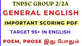 GROUP 2/2A General English Important Scoring PDF🔥 General English 95+ Strategy Revision Notes