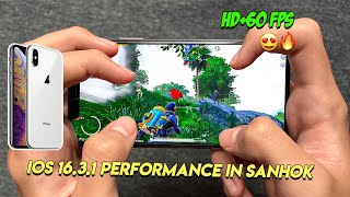 iPhone XS HD+60FPS 🔥 | iOS 16.3.1 Performance in Sanhok 😱 | PUBG TEST 2023 💖