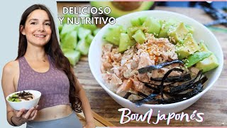 Bowl japonés de salmón, arroz y verduras | Saludable y delicioso!