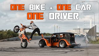 Elliot Gröndahl - "The One Man Stunt" with KTM 450 EXC-F supermoto & Legends car