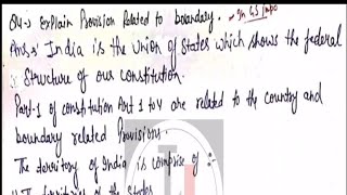 Part 1 of Constitution- Provisions related to boundaries | Judiciary Mains Answer | U.P Judiciary